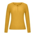 thumbnail image 3 of BXINGOHAI V Neck Pullover Sweater for Women Solid Long Sleeve Pullover Shirts 2024 Fall Winter Pullover Tops Today Yellow,M, 3 of 5
