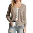 thumbnail image 6 of idosla Women's Long Sleeve V-Neck Button Down Cardigan Knit Shrugs Sweater (Khaki, XL), 6 of 9