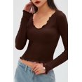 thumbnail image 3 of Hauts à Manches Longues d'Automne pour Femmes Mode Basique à Volants Crop Tops, 3 of 6