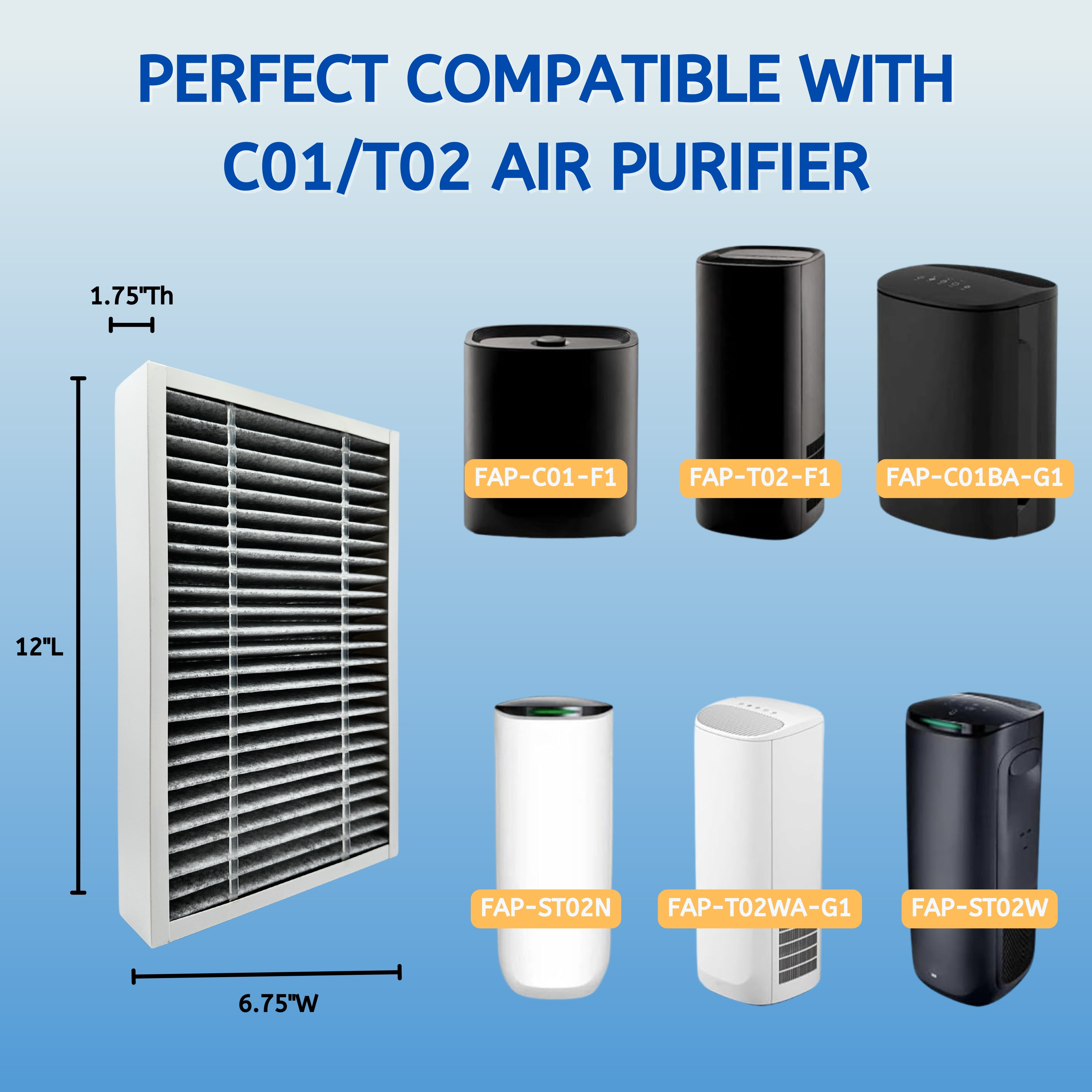 Nispira Premium HEPA Filter Replacement, Compatible with 3M Filtrete FAP-C01-F1 & FAP-T02-F1, 2 Pack