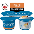 thumbnail image 2 of Oikos Greek Yogurt, Peach, Blended, 30% Less Sugar, 4x100g, 2 of 6