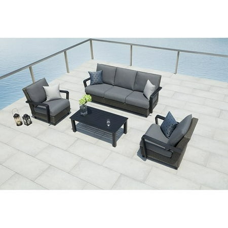 Augusta Seating - Ove Decors Augusta Wicker 4 Piece Outdoor Conversation Set