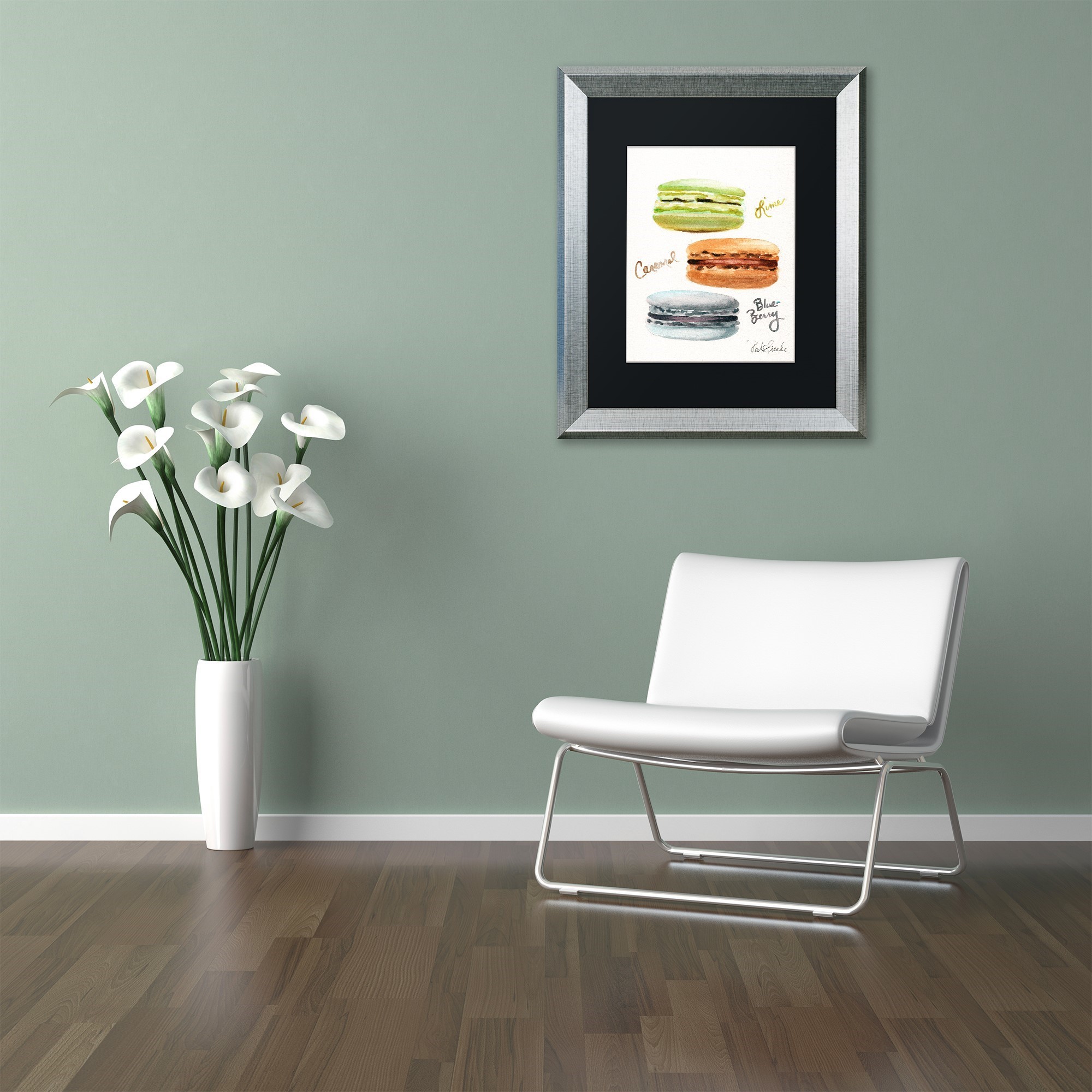 Trademark Fine Art "3 Macarons with Words" Canvas Art by Jennifer Redstreake Black Matte, Silver Frame - image 2 of 3