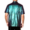 thumbnail image 3 of INSPIRE CHIC Sequin Shirts for Men's Glitter 70s Disco Shirt Button Down Short Sleeve Metallic Tops XL Green, 3 of 6