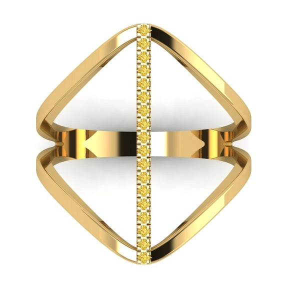 Statement Engagement Ring for Women - 0.09ct Simulated Yellow Diamond in 18K Yellow Gold Promise Ring
