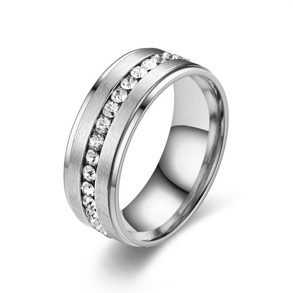 DESIGNICE Sz 10.0 Men's 7MM Eternity Titanium Ring Wedding Band with CZ