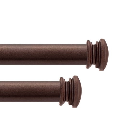 Deco Window 2 Pcs 52"-144" Extendable Curtain Rod for Door with End Cap Finials (1” Diameter, Brown)
