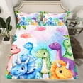 thumbnail image 1 of Erosebridal Colorful Dinosaur Fitted Sheet Queen, Mermaid Scale Fitted Sheet Set Queen, Cartoon Animal Bed Set, Microfiber Room Decorative, 3pcs（No Top Sheet）, 1 of 6