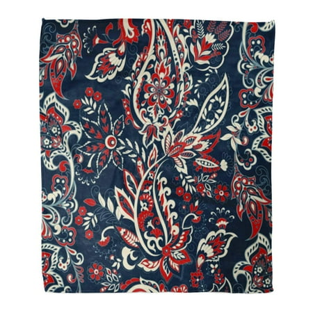 Paisley Embroidery - ASHLEIGH Throw Blanket 58x80 Inches Colorful Folk Paisley Ethnic Flowers Pattern Floral Vintage Bohemian Embroidery Warm Flannel Soft Blanket for Couch Sofa Bed