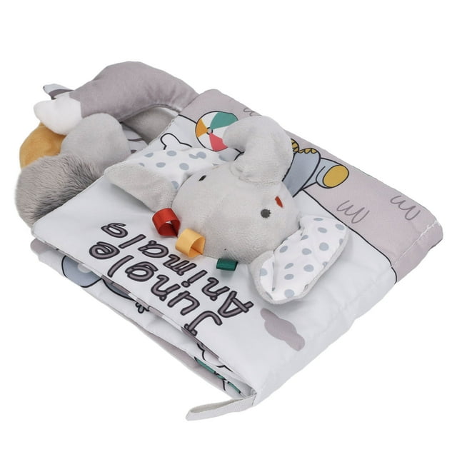 Crinkle Books For Babies, Baby Cloth Books Baby Chewable 3D Educational Early Learning Soft Animal Cloth For Over 4 Months Grey White