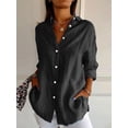 thumbnail image 5 of Frontwalk Womens Blouses Button-Down Shirts Soft Tops Collared Casual Work Shirt Black S, 5 of 5