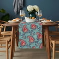thumbnail image 2 of Red Teal Boho Botanical Table Runner - 36 Inch Long, Kitchen Dining Table Runner Dresser Scarves, Southwestern Retro Ethnic Tribal Farmhouse Decor for Coffee Tables Wedding Party Banquet, 2 of 8