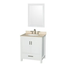 Wyndham Collection  30 in. Sheffield Single Bathroom Vanity in White with White Carrera Marble Countertop - Undermount Square Sink & No Mirror