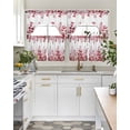 thumbnail image 4 of Pink Red Eucalyptus Leaves Swag Kitchen Curtains Sets for Windows 24 Inch Length, Watercolor Spring Summer Botanical Short Window Curtain Swags Valances and Tiers 3 Piece Set for Cafe/Dining Room, 4 of 5