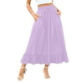 thumbnail image 3 of VBTAPA High Waist Tiered Skirts for Women A-Line Long Skirt Summer Flowy Maxi Skirts Boho Beach Dress Purple XL, 3 of 8