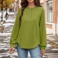 thumbnail image 4 of WTOBBY Women's Lightweight Button Detail Hoodie, Long Sleeve Casual Pullover, Preppy Style with Kangaroo Pocket for Essentials and Classic Streetwear Look,Light Green L, 4 of 6
