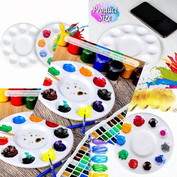 Paint Palette Paint Trays for Paint Pallets with 10 Wells for Adults Round Paint Tray Palettes Plastic Paint Tray Palette for Painting or DIY Craft Class White 2 PCS