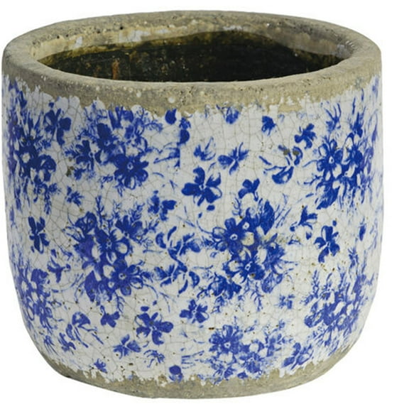 A&B Home Lilibeth Blue and White Short Planter