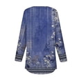 thumbnail image 4 of Pxiakgy Women's Fall Long Sleeve Henley Tops V Neck Tunic Casual Loose Blouse Winter Sweatshirt Long Sleeve Tops for Women Neck Casual Petite T Shirts Dark Blue Xxl, 4 of 5