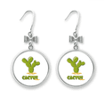 thumbnail image 1 of Boucles d'Oreilles Cactus Succulentes en Pot Nœud Vert Crochet Percé, 1 of 3