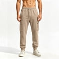 thumbnail image 5 of TKKCS Mens Loose Cargo Jogger Pants- Elastic Waist Drawstring Full Length Ankle Cuffed Casual Outdoor Sweatpants with Multi Pockets Khaki Size XL, 5 of 7