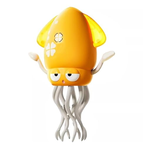 Dancing Octopus Musical Crawling Toy for Babies 6-12 Months,Fun Moving Squid Baby Toys with LED Lights Best Gift for Toddlers 1-2 Year Old Boys Girls,Encourages Tummy Time & Motor Skills - Yellow