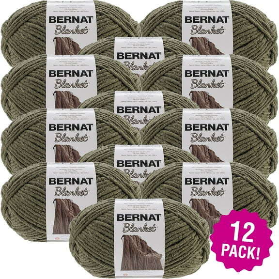 Bernat Blanket Big Ball Yarn - Olive, Multipack of 12