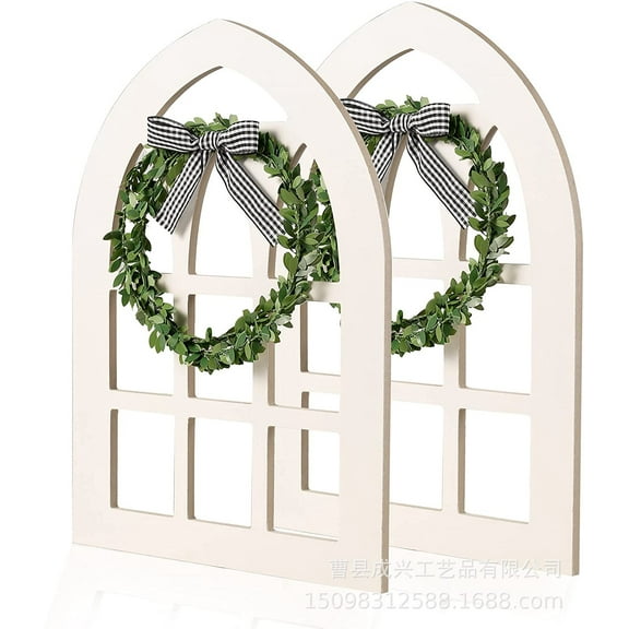 2 pieces of rustic farmhouse wall decoration retro old window frame wall hanging home art decoration bow garland