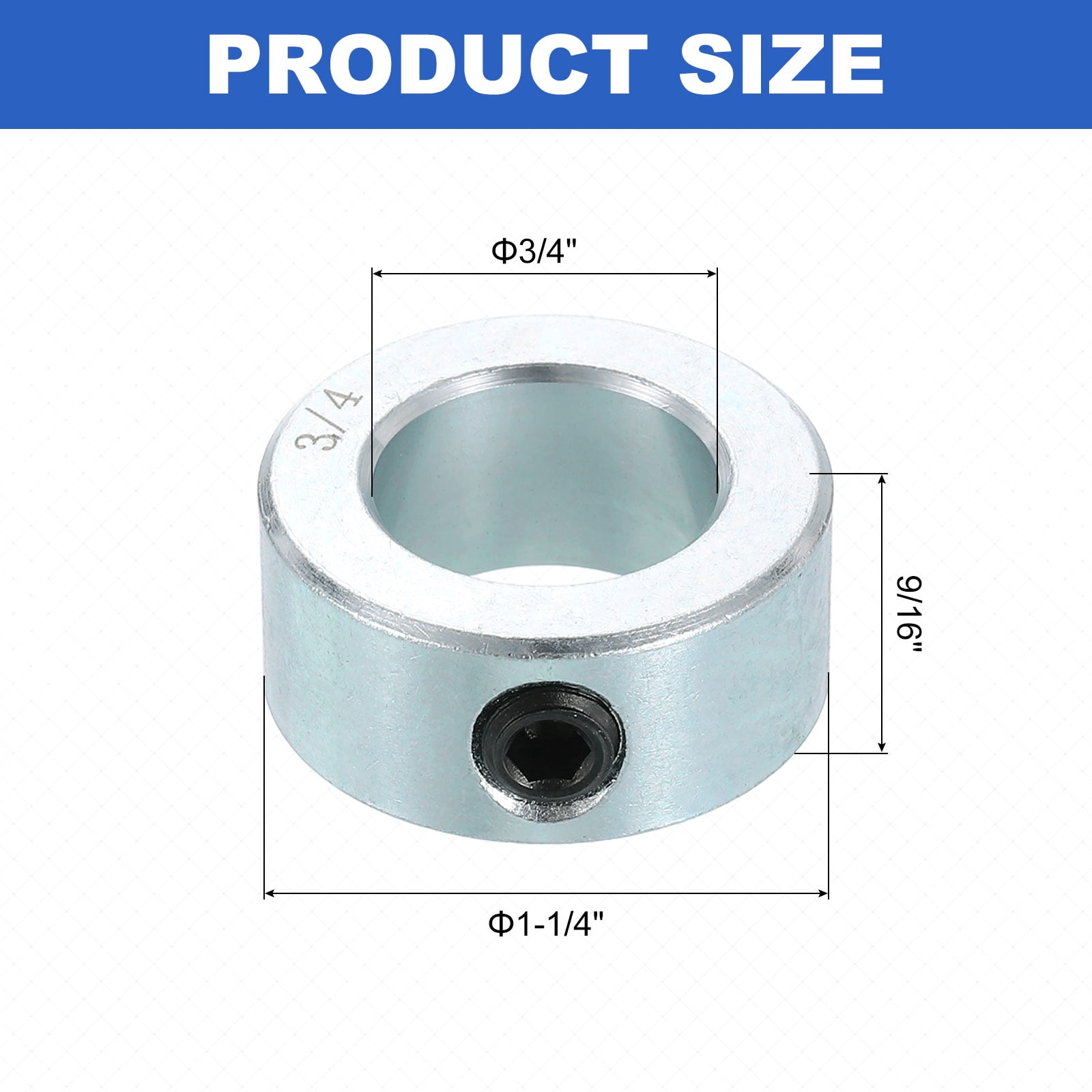 16pcs Set Screw Collars 3/4" Bore Carbon Steel Shaft Collars, 1-1/4" OD, 9/16" Width Lock Axle Collar Clamp