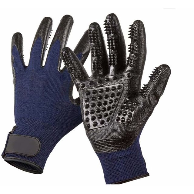 Guantes de cepillo de cerdas para mascotas Guantes de depilación para perros Gato Animal Hair 2PCS Azul ==