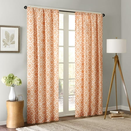 Orange Curtains for Living Room, Modern Contemporary Fabric Curtains for Bedroom, Delray Diamond Print Rod Pocket Window Curtains, 42x84, 1-Panel Pack, Our.., By Madison