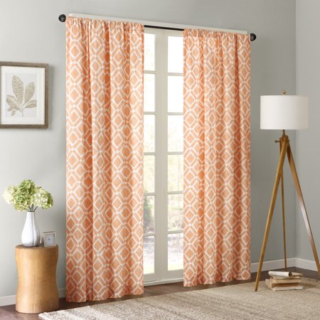 Contemporary Window Curtains - Orange Curtains for Living Room, Modern Contemporary Fabric Curtains for Bedroom, Delray Diamond Print Rod Pocket Window Curtains, 42x84, 1-Panel Pack, Our.., By Madison Park