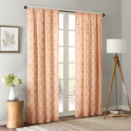 Orange Curtains for Living Room, Modern Contemporary Fabric Curtains for Bedroom, Delray Diamond Print Rod Pocket Window Curtains, 42x84, 1-Panel Pack, Our.., By Madison