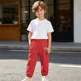 thumbnail image 2 of CUZIBR Girls Toddler Summer Pants Elastic Ankle Jogger Pants With Cute Patch Side Pockets Solid Color Loose Lightweight Outdoor Play Beach Trousers For Kids,Red,4-5 Years, 2 of 8