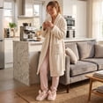 thumbnail image 2 of Ecetana Womens Fuzzy Slippers 3D Rabbit Closed Back Slippers Fluffy Non-Slip Indoor Warm House Slippers for Women, 2 of 7
