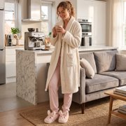 Ecetana Womens Fuzzy Slippers 3D Rabbit Closed Back Slippers Fluffy Non-Slip Indoor Warm House Slippers for Women