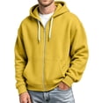 thumbnail image 5 of Lumtrix Zip Up Hoodie Men Long Sleeve Solid Color Plain Hooded Sweatshirts Casual Fall Spring Winter Track Jackets Yellow XL, 5 of 5