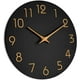 thumbnail image 4 of Reloj de pared, silencioso, funciona con pilas, sin tictac, números dorados, decorativo (10" negro), 4 of 4