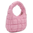 thumbnail image 2 of FashionPuzzle Small Light-weight Quilted Soft Lambskin PU Leather Puffer Crossbody Evening Bag (Pink), 2 of 8