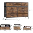 thumbnail image 3 of Eastvita Commode Rustique Brune à 10 Tiroirs avec Meuble Télé de 47 Po - Solution de Rangement Spacieuse en Tissu pour Chambres/salons, 3 of 6