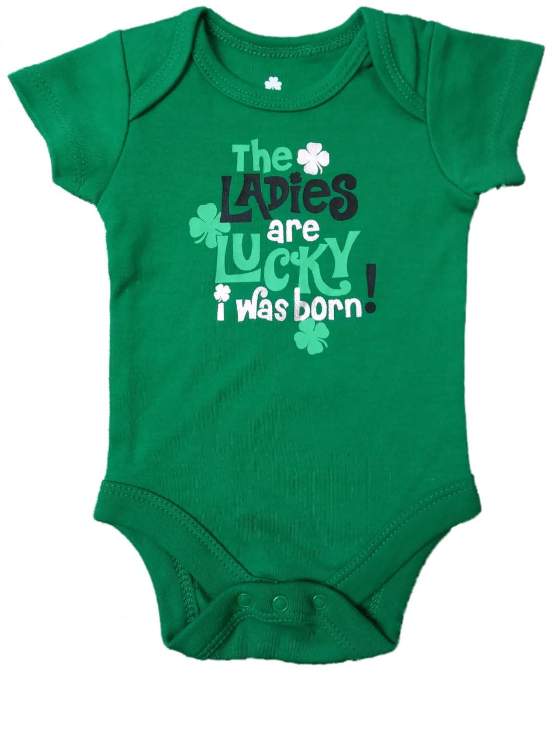St White Cute in Irish Green Patricks Day Long Sleeve Baby Bodysuit 6-12 Months
