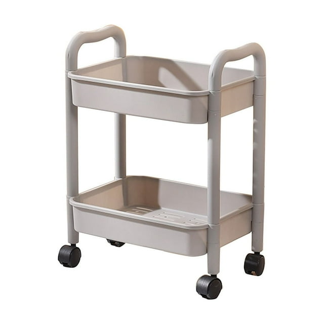 Fesfesfes 2 Tier Kitchen Shelf Multi layer Pot Storage Rack Home Floor Standing Storage Shelf Kitchen and Bathroom Organizer Simples Storage Rack Space Saving Design( With Armrests and Wheels)