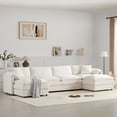 thumbnail image 3 of 136" Chenille Modular Sectional Sofa with Deep and Wide Seat, U-Shaped Cloud Couch Set with Double Cushions, 6 Seat Sofa with Movable Ottoman, Oversized Indoor Furniture (White), 3 of 10