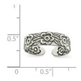thumbnail image 2 of Sterling Silver Antiqued Flowers Toe Ring - Size 11, 2 of 2
