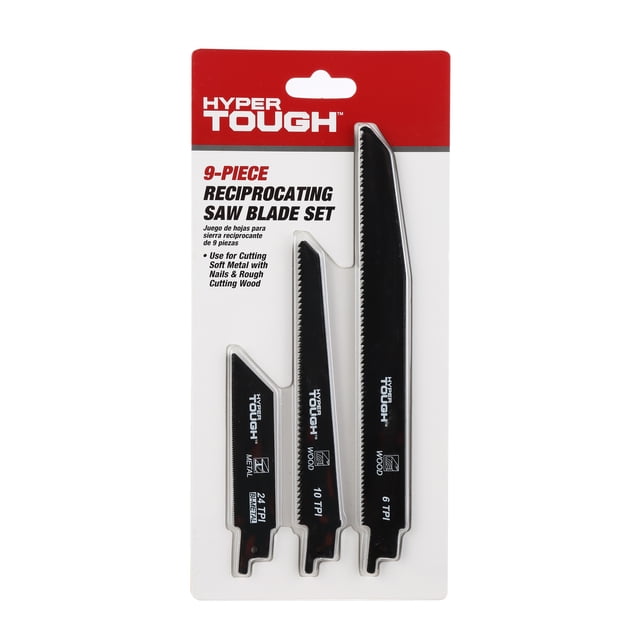 Hyper Tough 9 Piece Reciprocating Saw Blades, Steel Material, New Condition