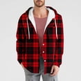 thumbnail image 2 of Moxiu Men's Flannel Hoodie Shirts 2025 Lightweight Casual Button Down Lined Plaid Shirt Jackets for Men Long Sleeve Hooded Coats with Pocket Red,S, 2 of 5