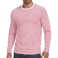 thumbnail image 4 of Guluxicc Striped Shirts for Men Classic Fit Crew Neck Long Sleeve Tops Summer Casual Outfit, 4 of 6