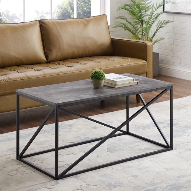 40" Modern Geometric Coffee Table - Dark Concrete