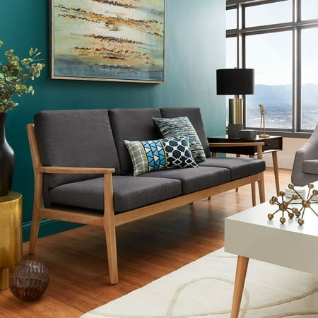 Inspire Q Delilah Mid Century Straight Wood Arm Sofa By