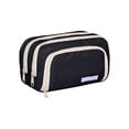 thumbnail image 2 of Large Capacity Pencil Case - Zippered Office Organizer Multi-Compartment Storage Bag Office Supply Pouch Travel Stationery Holder(Black), 2 of 6